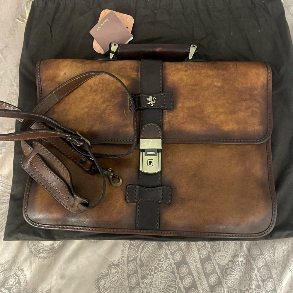 Pratesi Firenze Mens Italian Brown Briefcase